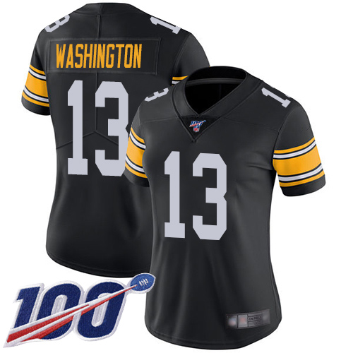 Women Pittsburgh Steelers Football #13 Limited Black James Washington Alternate 100th Season Vapor Untouchable Nike NFL Jersey->women nfl jersey->Women Jersey